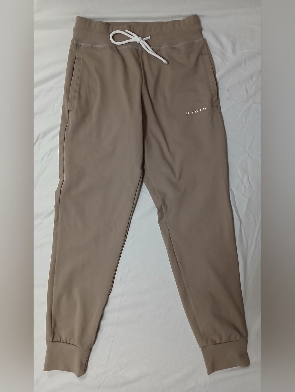 NVGTN Womens Medium Taupe Tan Joggers Drawstring Cuffed Athletic Pants